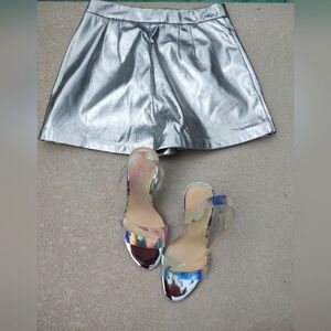 English Factory Silver metallic skort